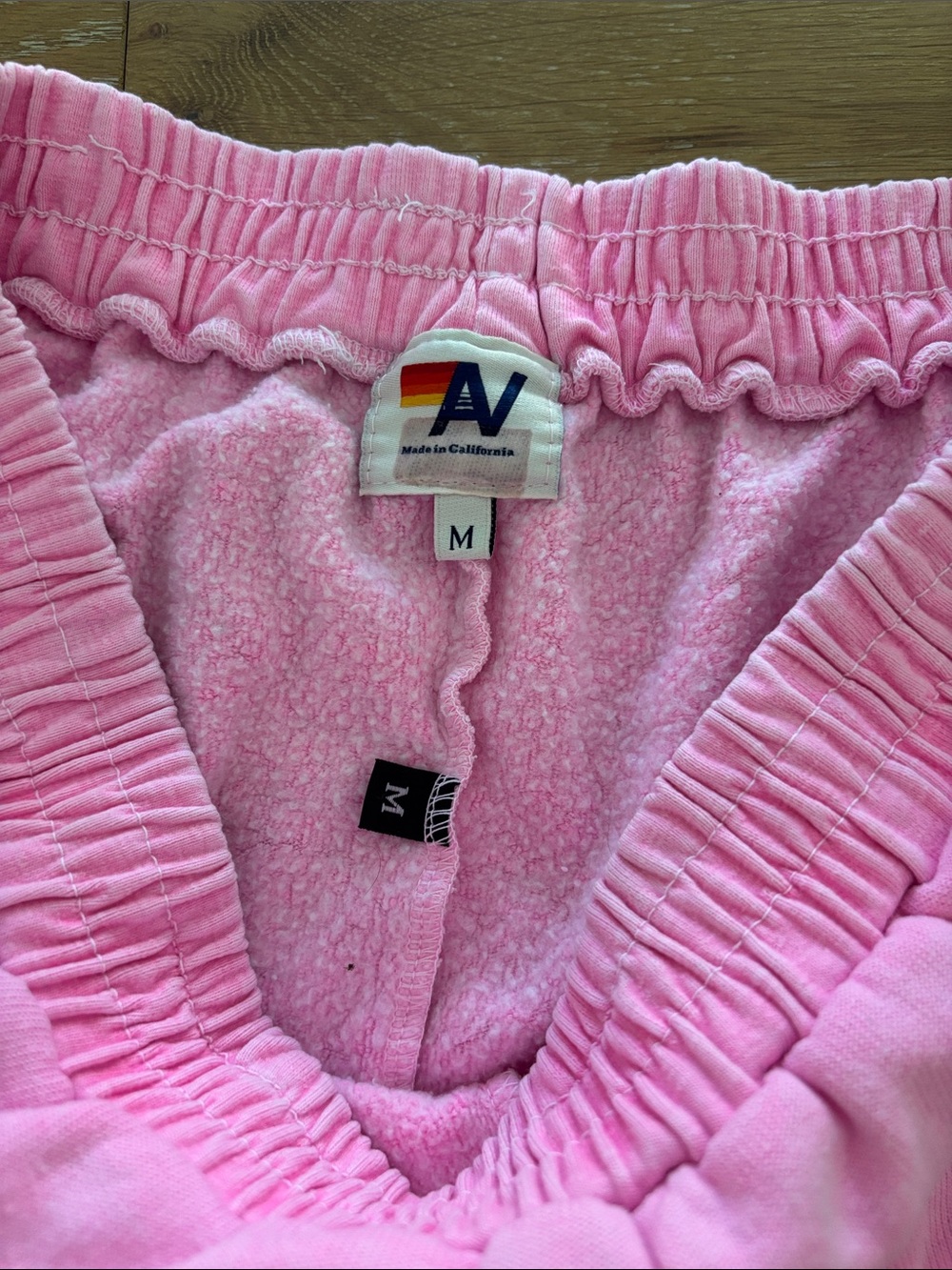 Aviator Nation neon Pink Athletic Shorts with Rainbow Side Stripes - Picture 2 of 7